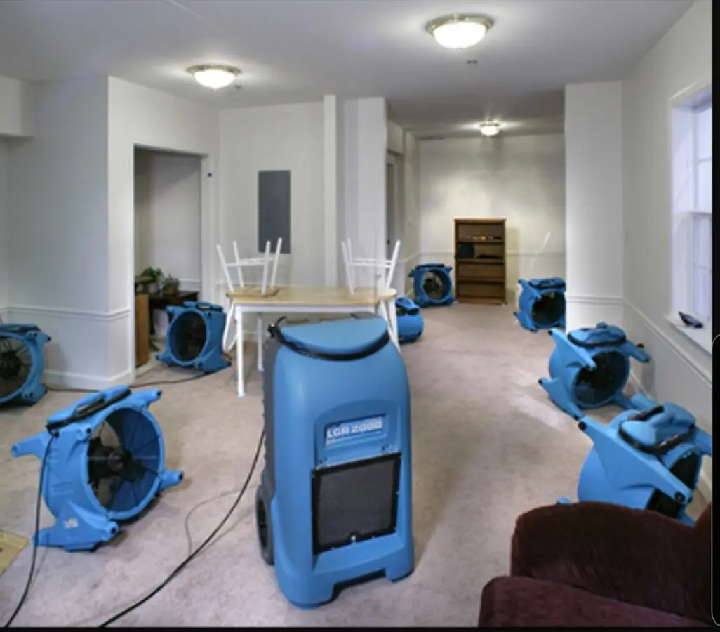 Air movers and dehumidifier setup for Water Extraction & Removal in Alexandria